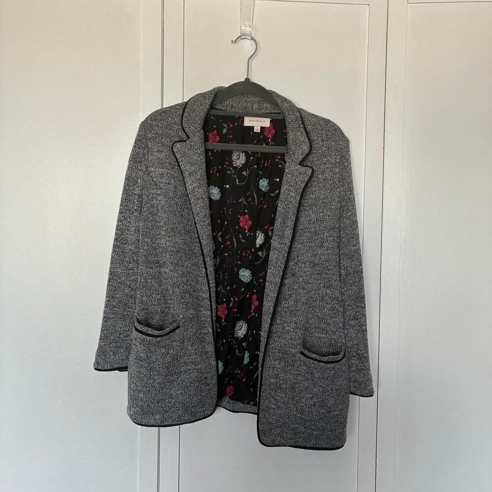 Skies are blue gray blazer